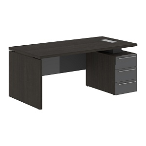 Стол руководителя KANON СП-064-25-25(R), дуб мореный/серый глянец, 1800х900х750 мм