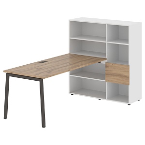 Стол-стеллаж EDIS L ELRST 1217, дуб денвер светлый/мокко, 2190х1250х1355 мм