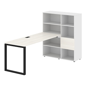 Стол-стеллаж EDIS Q EQRST 1117, ясень траун/черный, 2190х1120х1355 мм