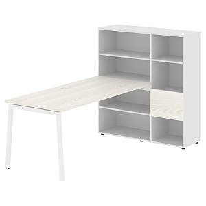 Стол-стеллаж EDIS L ELRST 1217, ясень траун/белый, 2190х1250х1355 мм