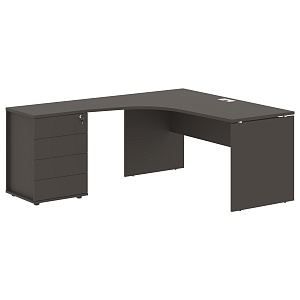 Стол эргономичный с тумбой EDIS EDCET 1518(L), левый, мокко/белый, 1560х1880х750 мм