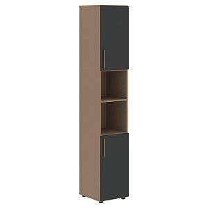 Шкаф-стеллаж узкий VELION VHCS 40.4, яшма черный/кобра, 400х450х2253 мм
